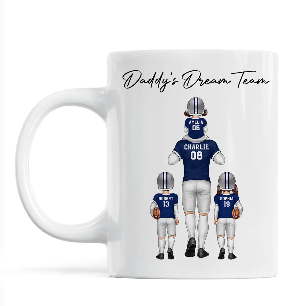 Daddy's Dream Team American Football Dad - Personalized Mug - Gift For Football Dad, Father's Day Gift