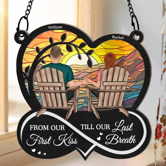 From Our First Kiss Till Our Last Breath - Personalized Suncatcher Ornament - Gift For Couple, Anniversary Gift, Room Decor