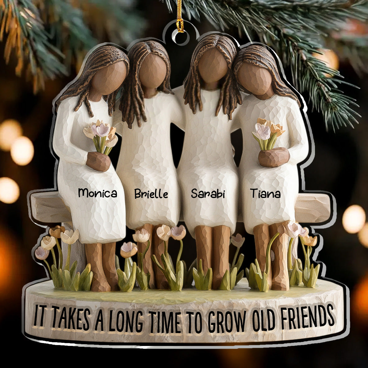It Takes A Long Time To Grow Old Friends - Personalized Acrylic Ornament - Christmas Gift For Sisters, Besties