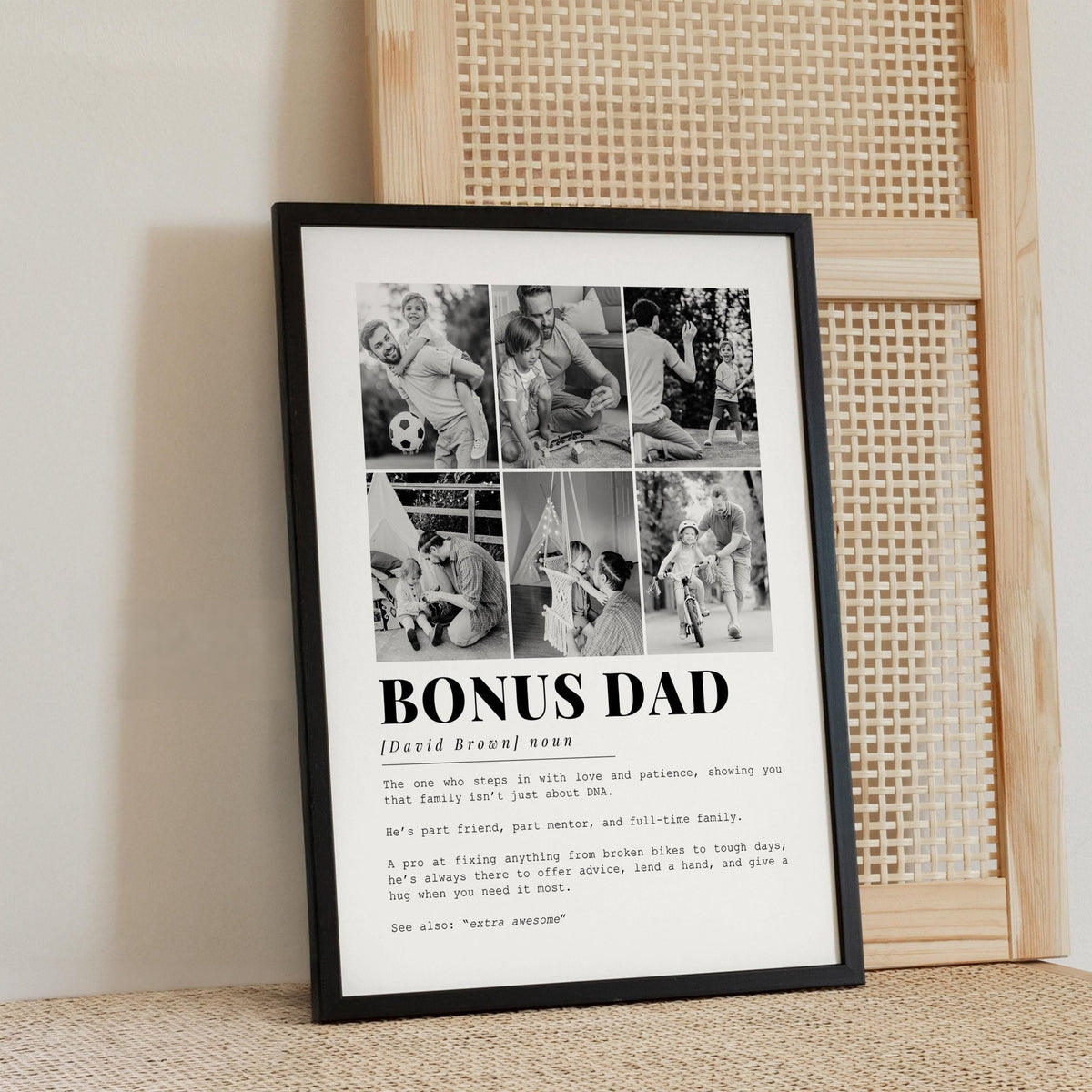 Bonus Dad Definition - Personalized Canvas - Wall Art for Dad, Father's Day Gift, Bonus Dad Gift. Gifts for Stepdad