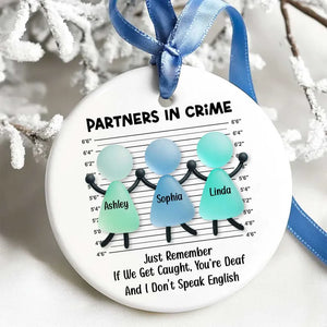 Partners in Crime Sea Glass Besties - Personalized Ornament - Christmas Gift for Best Friends