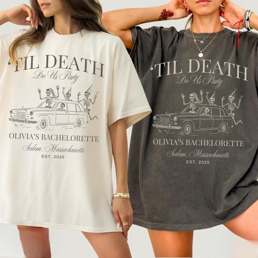 Til Death Do Us Party Bachelorette Shirt, Bride Or Die Shirt, Halloween Gothic Skeleton Bride Top, Spooky Bridal Party Gift