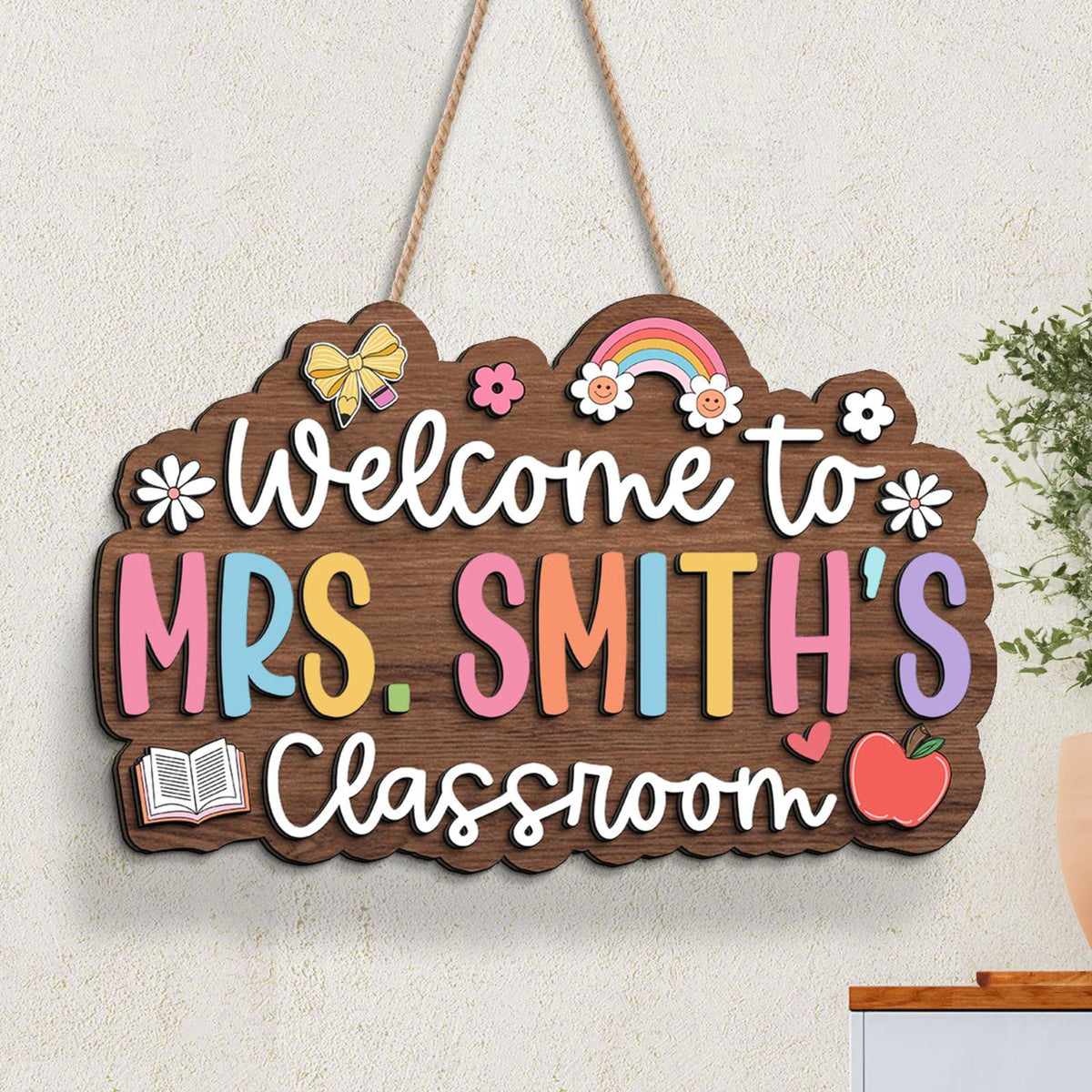 Custom Teacher Gifts, Personalized Teacher Wooden Sign, Teacher Appreciation Gifts, Classroom Welcome Sign, Teacher Door Hanger, Class Decor