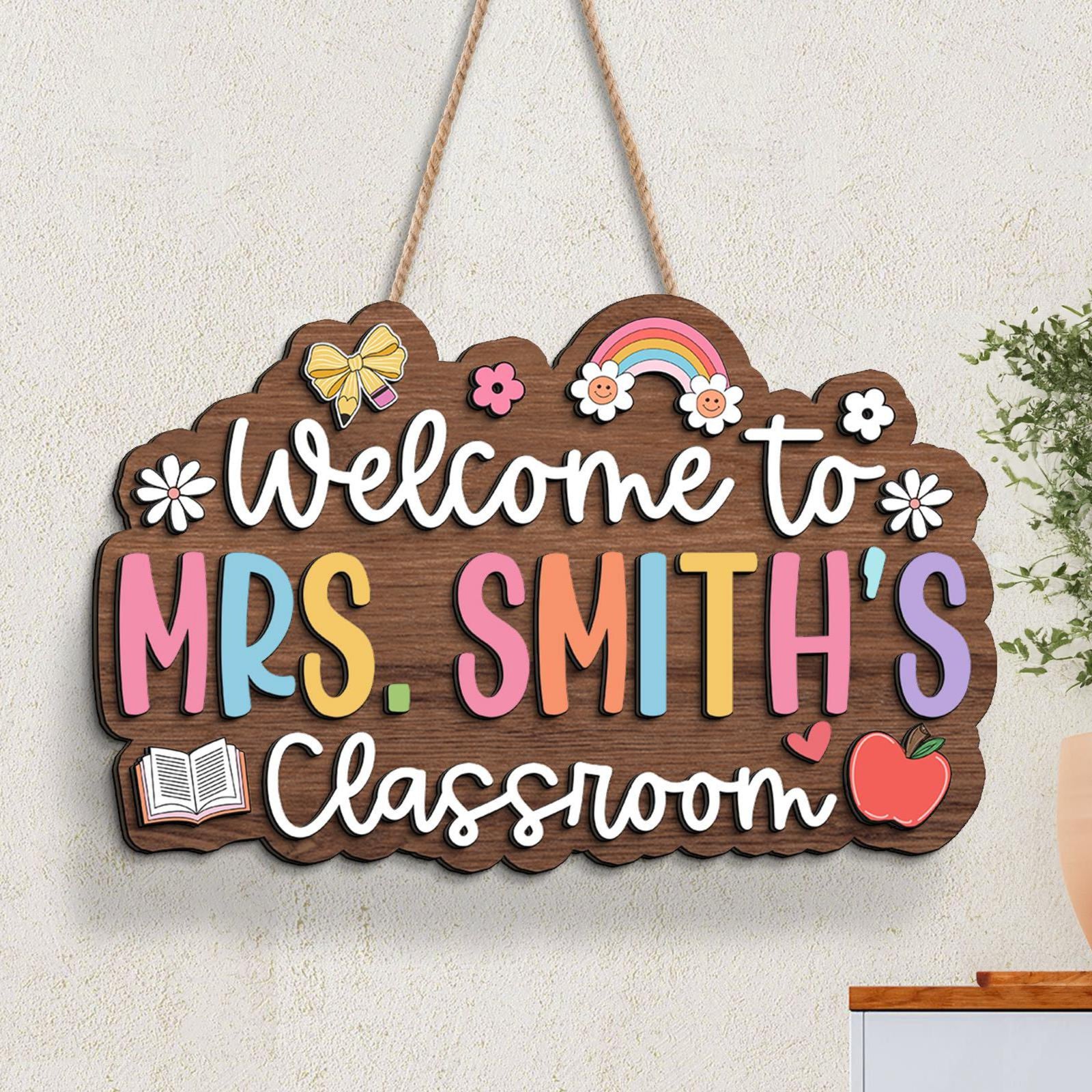 Custom Teacher Gifts, Personalized Teacher Wooden Sign, Teacher Appreciation Gifts, Classroom Welcome Sign, Teacher Door Hanger, Class Decor