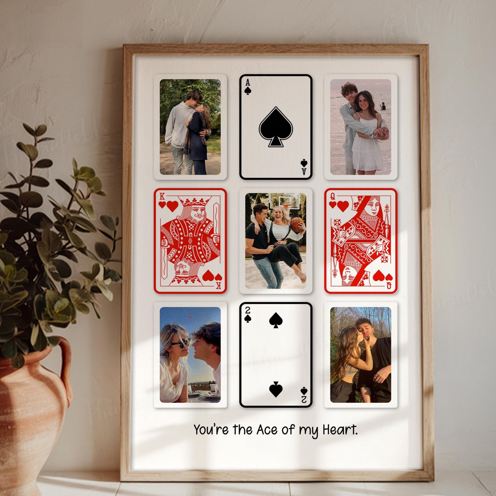 Personalized Photo Collage Canvas, Custom Valentines Day Gift For Boyfriend, Playing Card Photo Collage, Custom Playing Cards Gift For Him