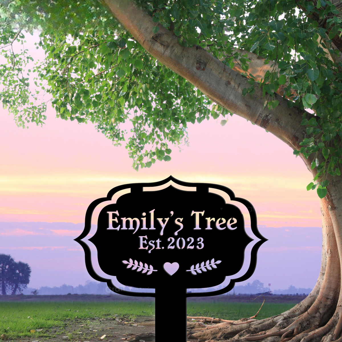 Custom Memorial Tree Metal Garden Stake, Tree Plaque with Stake, Metal Yard Art, Grave Marker Sign, Remembrance Gift, Outdoor Garden Decor