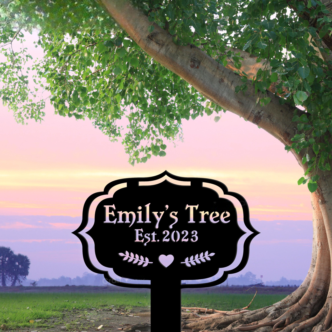 Custom Memorial Tree Metal Garden Stake, Tree Plaque with Stake, Metal Yard Art, Grave Marker Sign, Remembrance Gift, Outdoor Garden Decor