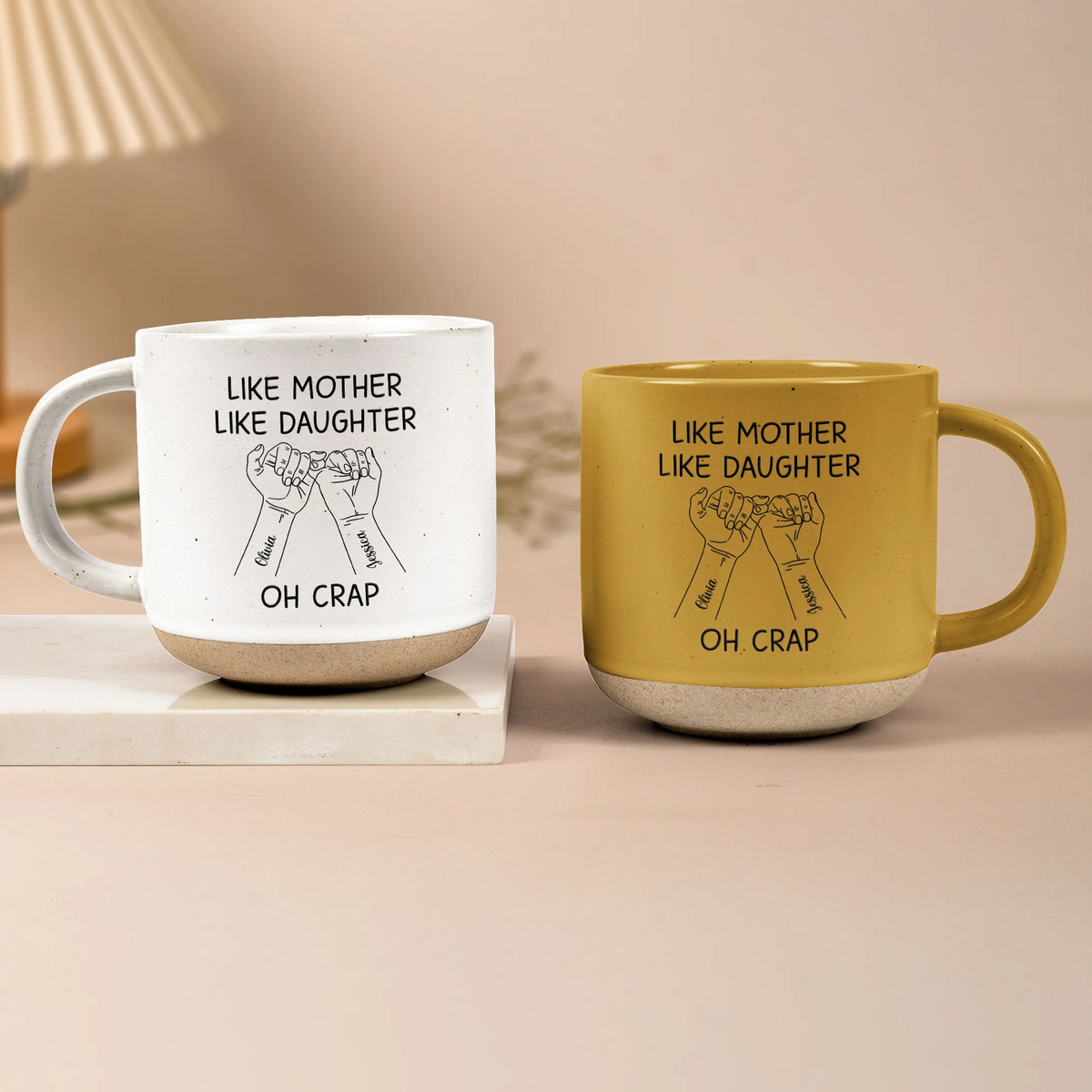 Like Mother Like Daughter Oh Crap - Personalized Pottery Mug - Mother's Day, Birthday Gift For Mom, Mother