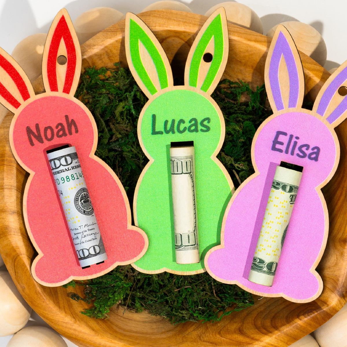 Bunny Money Holder, Personalized Easter Money Holder, Custom Name Money Holder for Gift, Easter Basket Stuffers, Kids Easter Cash Gift
