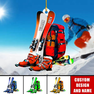 Skiing Snowboard - Personalized Acrylic Ornament - Christmas Gift For Ski Lovers