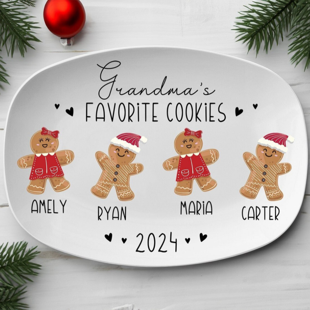 Grandma's Favorite Cookies - Personalized Christmas Platter - Christmas Gift For Grandma