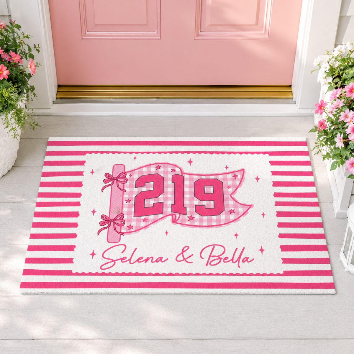 Personalized Striped Dorm Doormat: Girls Dorm Decor, College Apartment Decor, Welcome To Our Dorm, Housewarming Gift, Student Gift