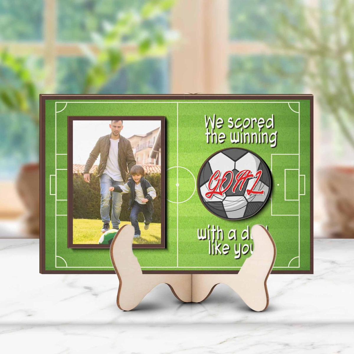 Photo Soccer Dad Picture Frame, We Scored The Winning With A Dad Like You, Father Son Gift, Father's Day Gift, Soccer Sign