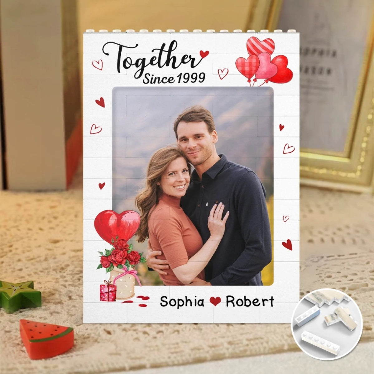 Together Forever Custom Couple Photo - Personalized Building Block Puzzle - Anniversary Gift, Valentine's Day Gift For Couple