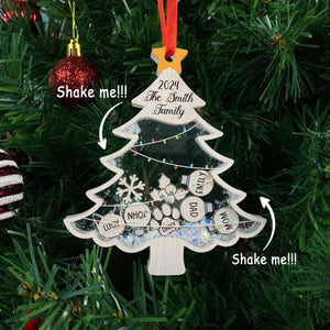 Christmas Tree With Family Member's Name - Personalized 4D Shaker Ornament - Christmas Gift For Family