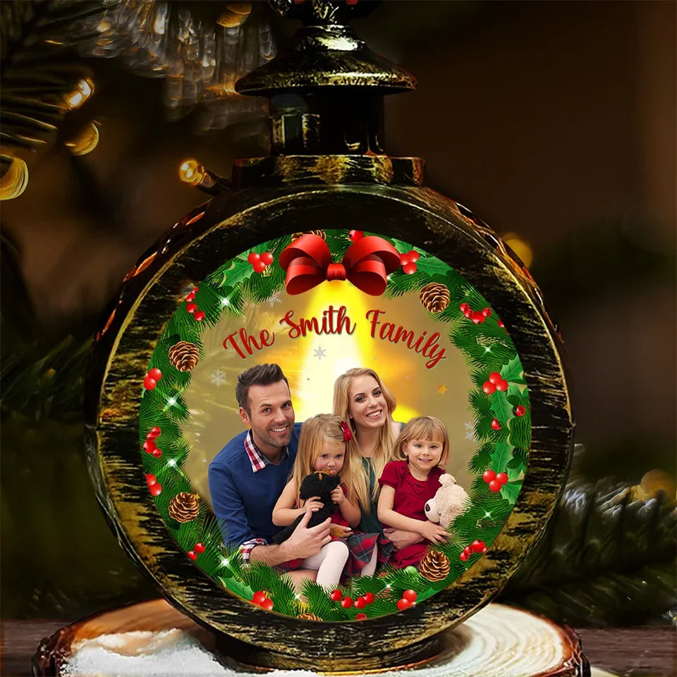 Family Christmas Photo - Personalized Lantern LED Flameless Candle - Christmas Gift For Family