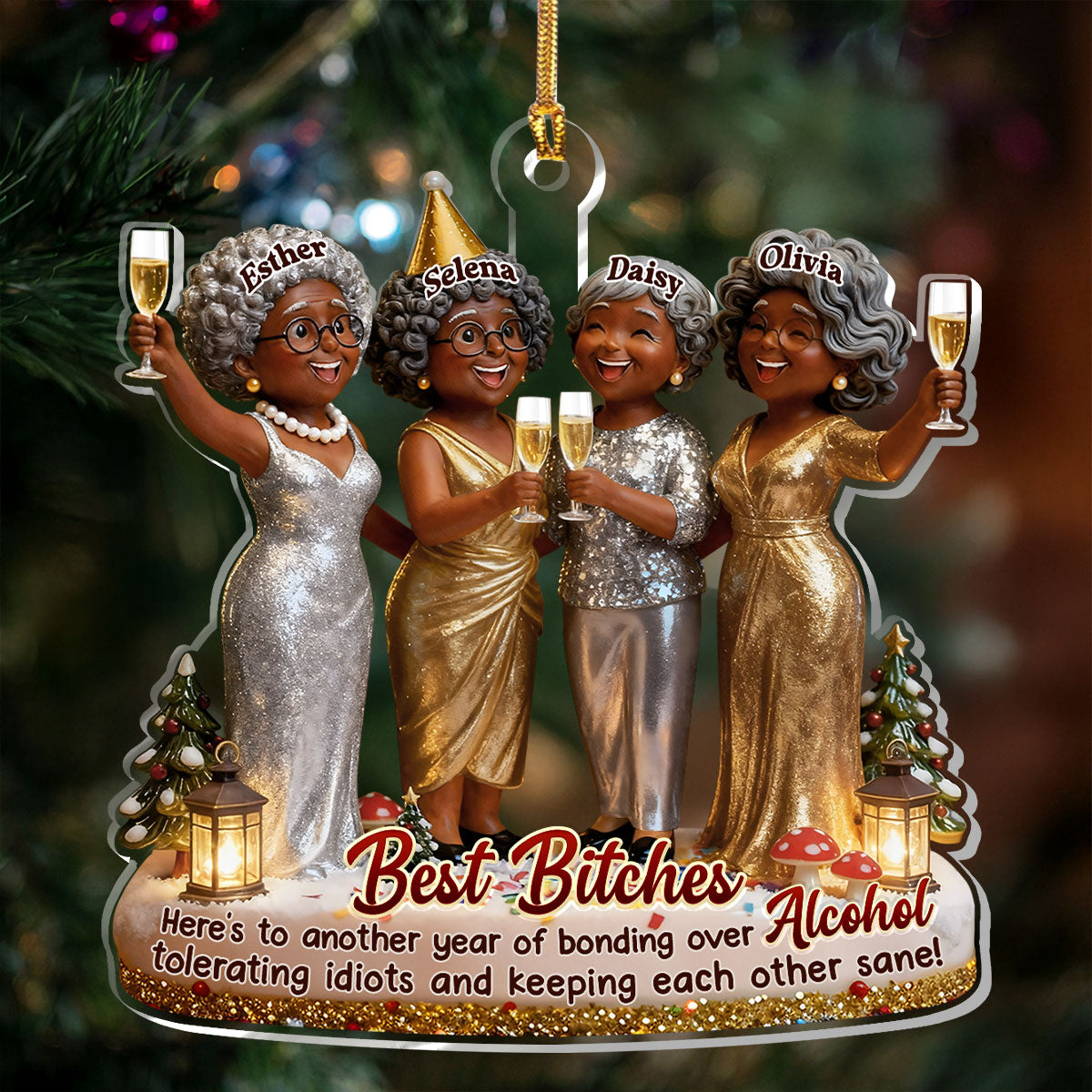 Funny Best Friends Party Women - Personalized Acrylic Ornament - Christmas Gift For Sisters, Besties