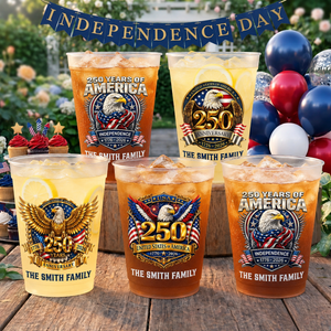 United We Stand - Personalized Plastic Frosted Cup - Gift For Family, Independence Party Favor Cup, 4th of July Drinkware