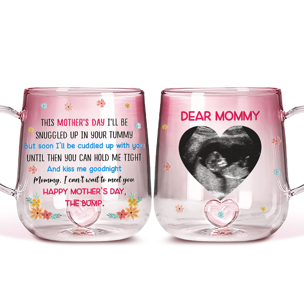 Mommy I Can't Wait To Meet You - Personalized Gradient Glass Mug - Gift For New Mom, Mother's Day