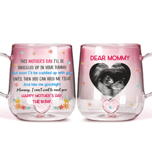 Mommy I Can't Wait To Meet You - Personalized Gradient Glass Mug - Gift For New Mom, Mother's Day