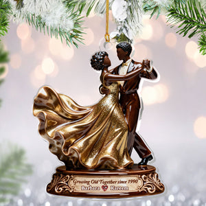 Growing Old Together Black Couple - Personalized Acrylic Ornament - Christmas Gift For Couple