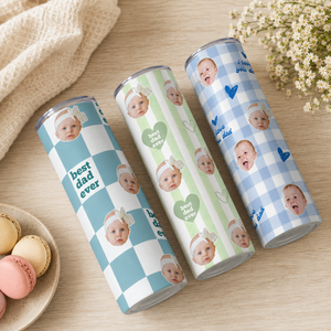 Best Dad Ever Custom Baby Photo Retro Tumbler, Personalized Photo Tumbler for Dad, Father s Day Gift, Dad Coffee Cup, First Time Daddy Gift