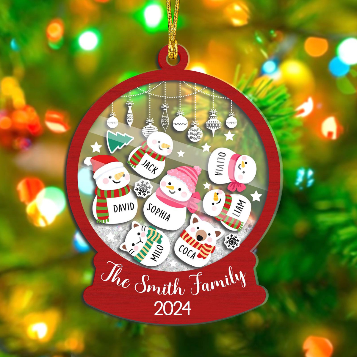 Snowman Family - Personalized 4D Shaker Ornament - Christmas Gift For Family