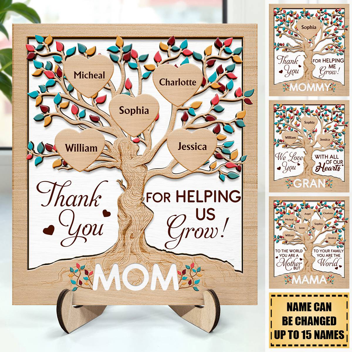 Mom Thank You For Helping Us Grow - Personalized Picture Frame - Gift For Mom, Mother's Day, Birthday Gift