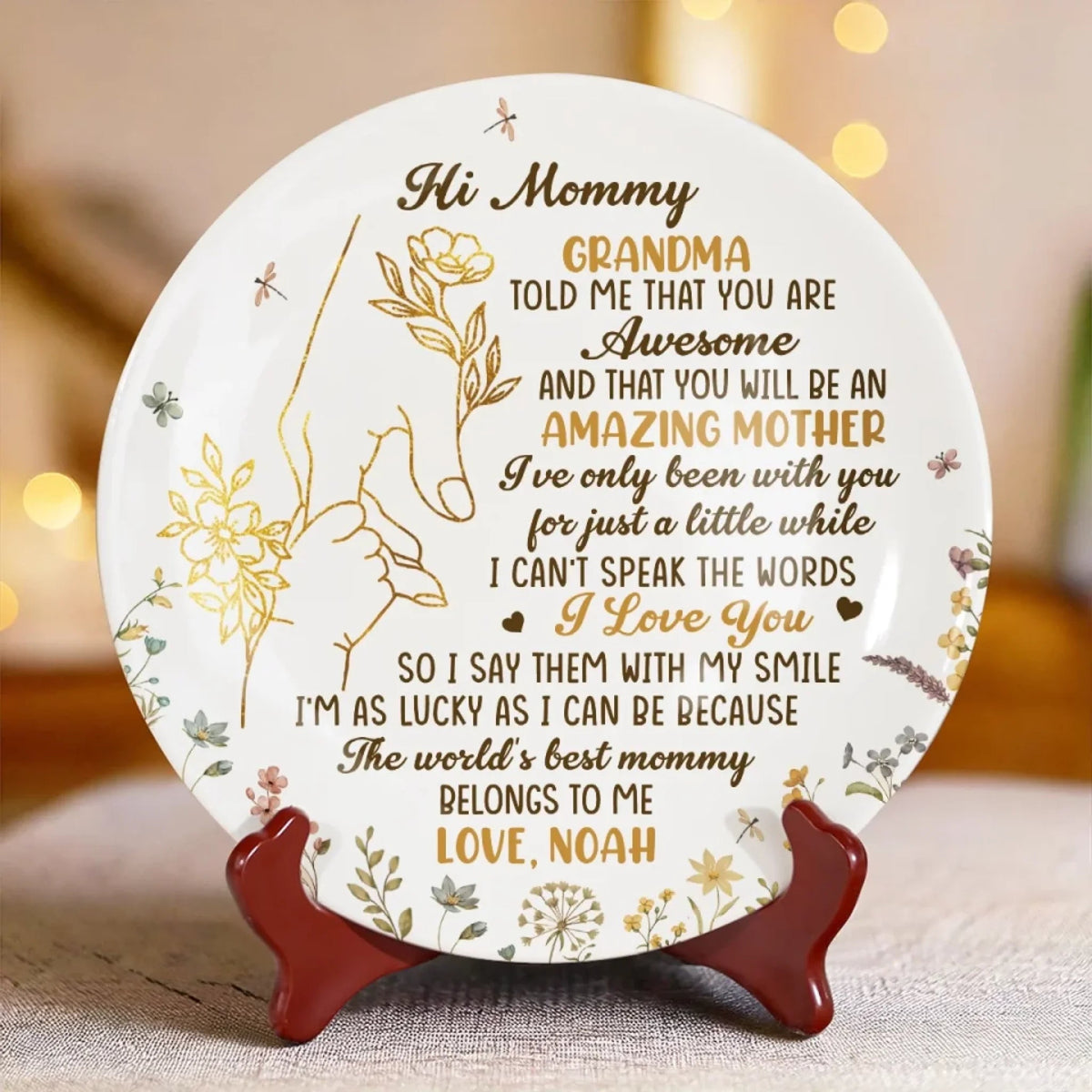 The World's Best Mommy - Personalized Ceramic Plate - Baby Shower Gift, Gift For First Mom