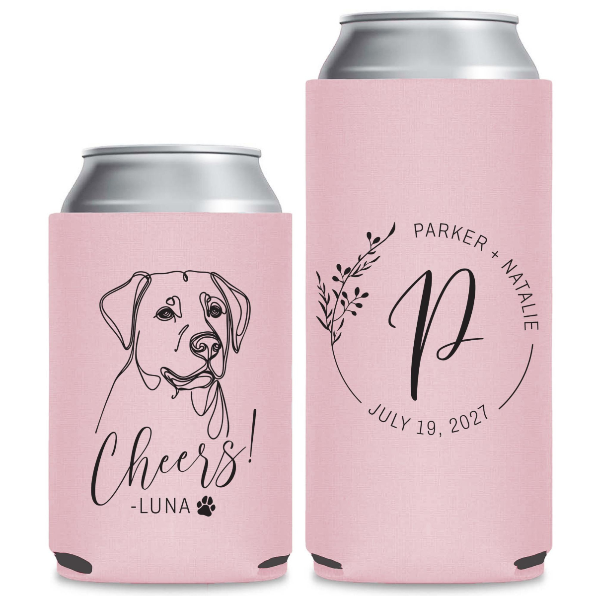 Custom Pet Can Cooler, Personalized Can Cooler Wedding Favors, Pet Wedding Favors, Pet Wedding Can Coolers