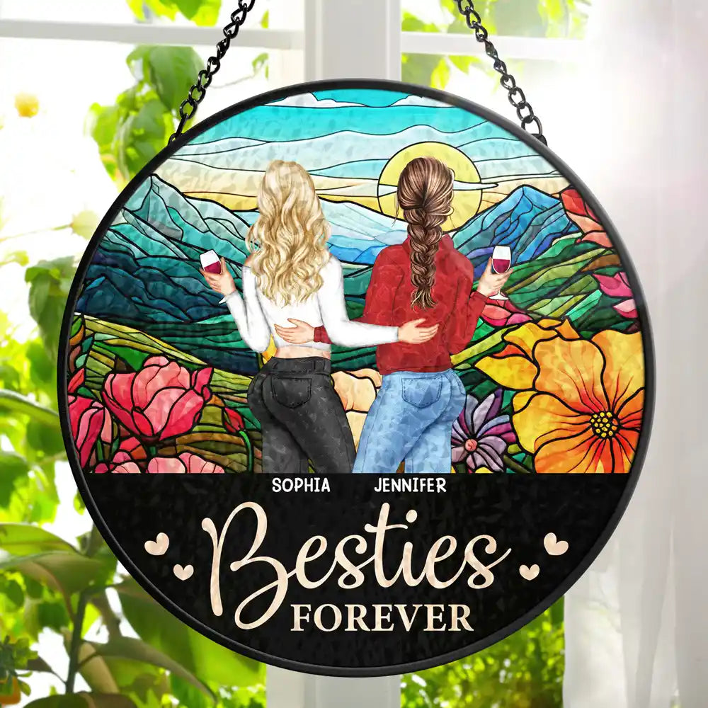 Bestie Forever - Personalized Suncatcher Stained Glass - Gift For Besties, Soul Sisters, BFF