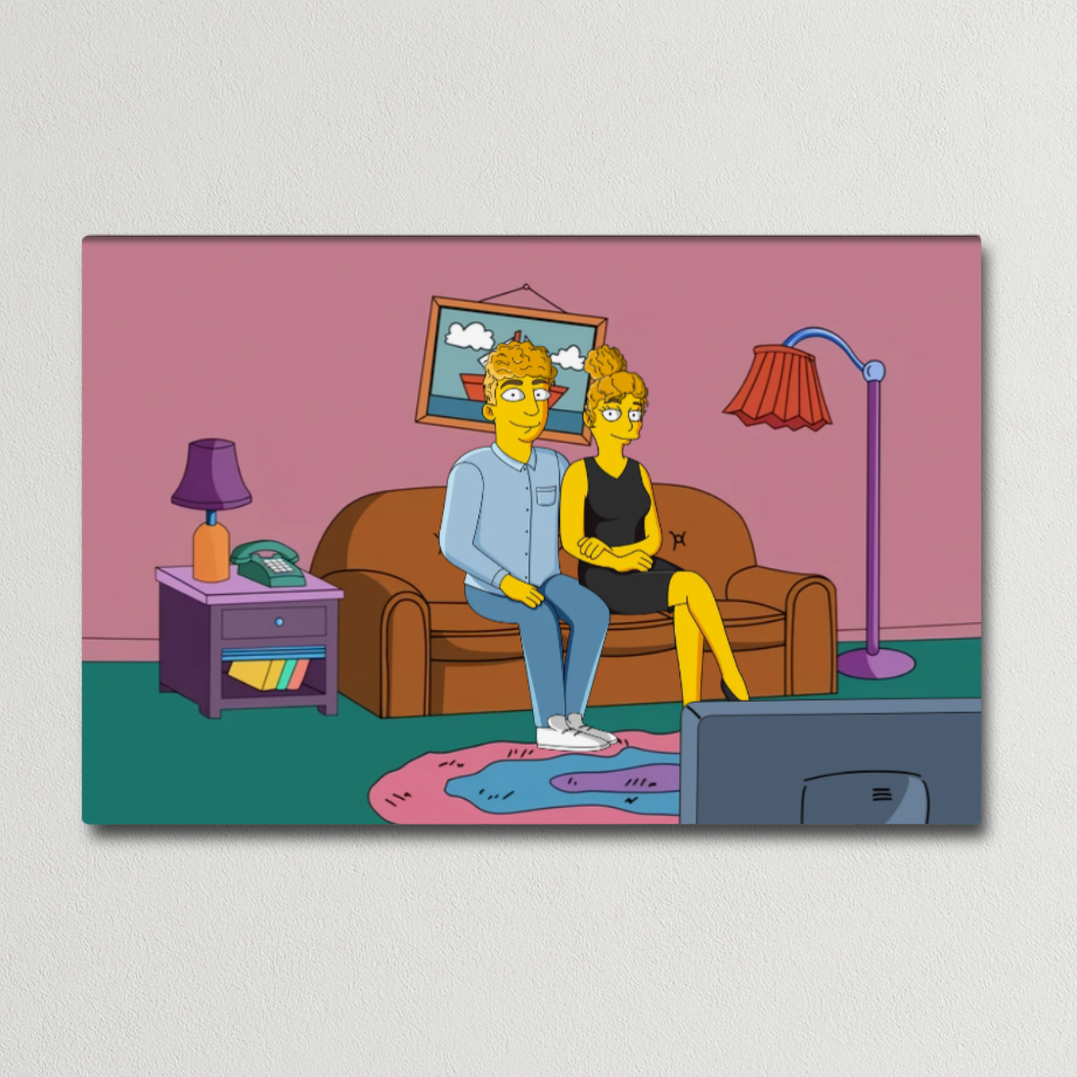 Simpsonized Couple - Personalized Canvas - Gift For Couple, Gift For Him, Gift For Her