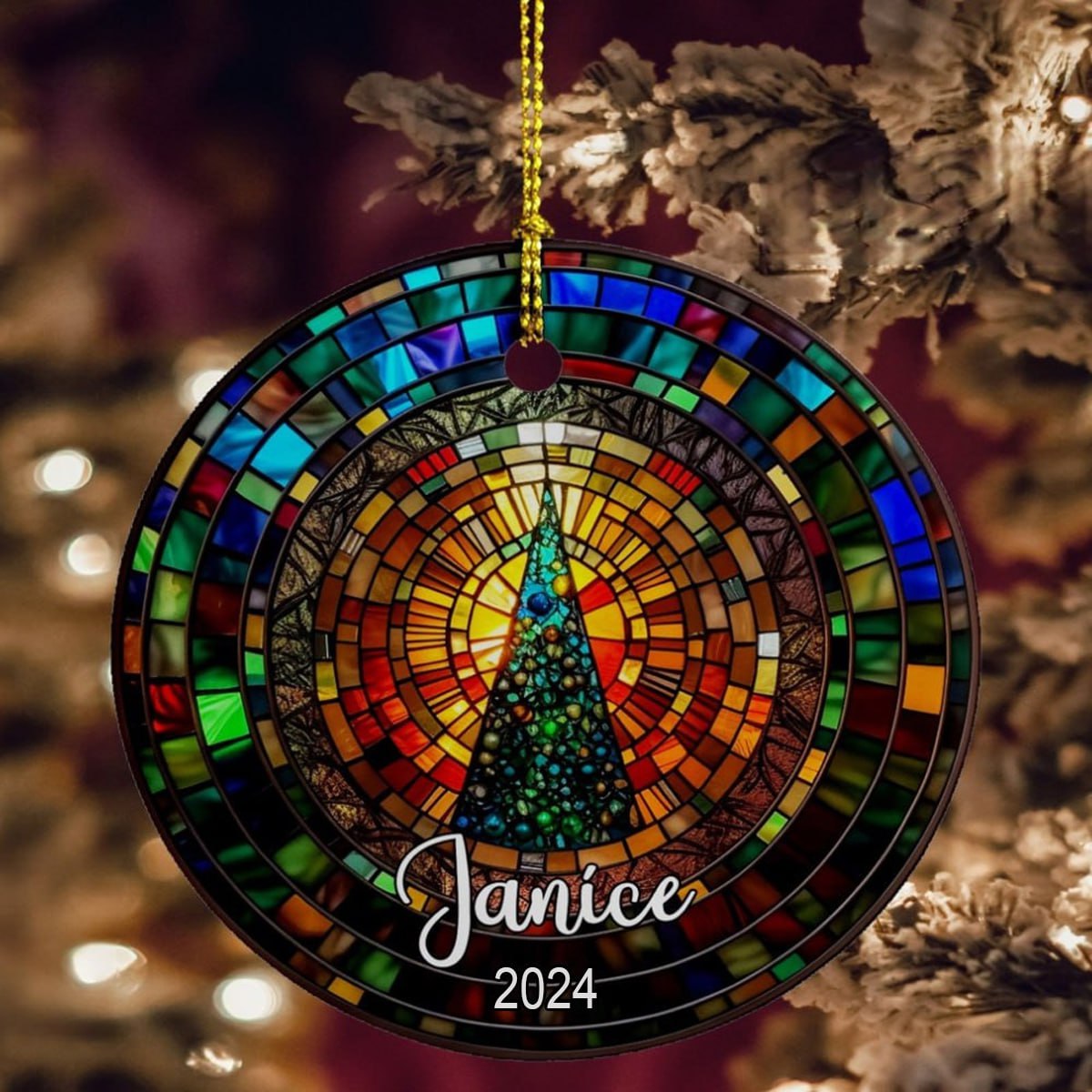 Christmas Tree Custom Name - Personalized Suncatcher Ornament - Christmas Gift