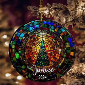 Christmas Tree Custom Name - Personalized Suncatcher Ornament - Christmas Gift