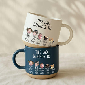 Personalized Dad Pottery Mug, Dad Birthday Gift, Custom Face Kids Coffee Cup Father's Day Gift For Daddy, First Time Dad Keepsake