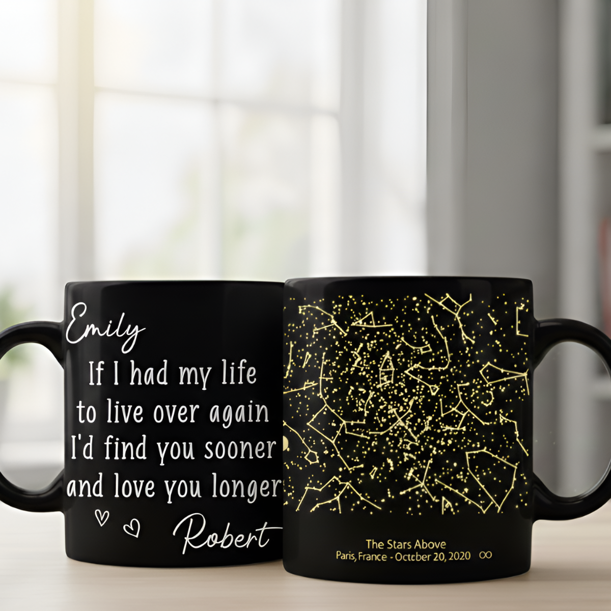 Written in the Stars - Personalized Mug Custom Star Map & Romantic Quote, Gift For Couple