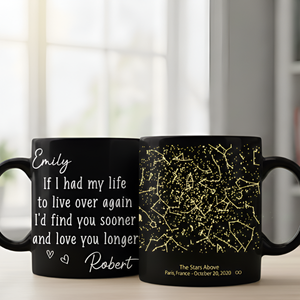 Written in the Stars - Personalized Mug Custom Star Map & Romantic Quote, Gift For Couple