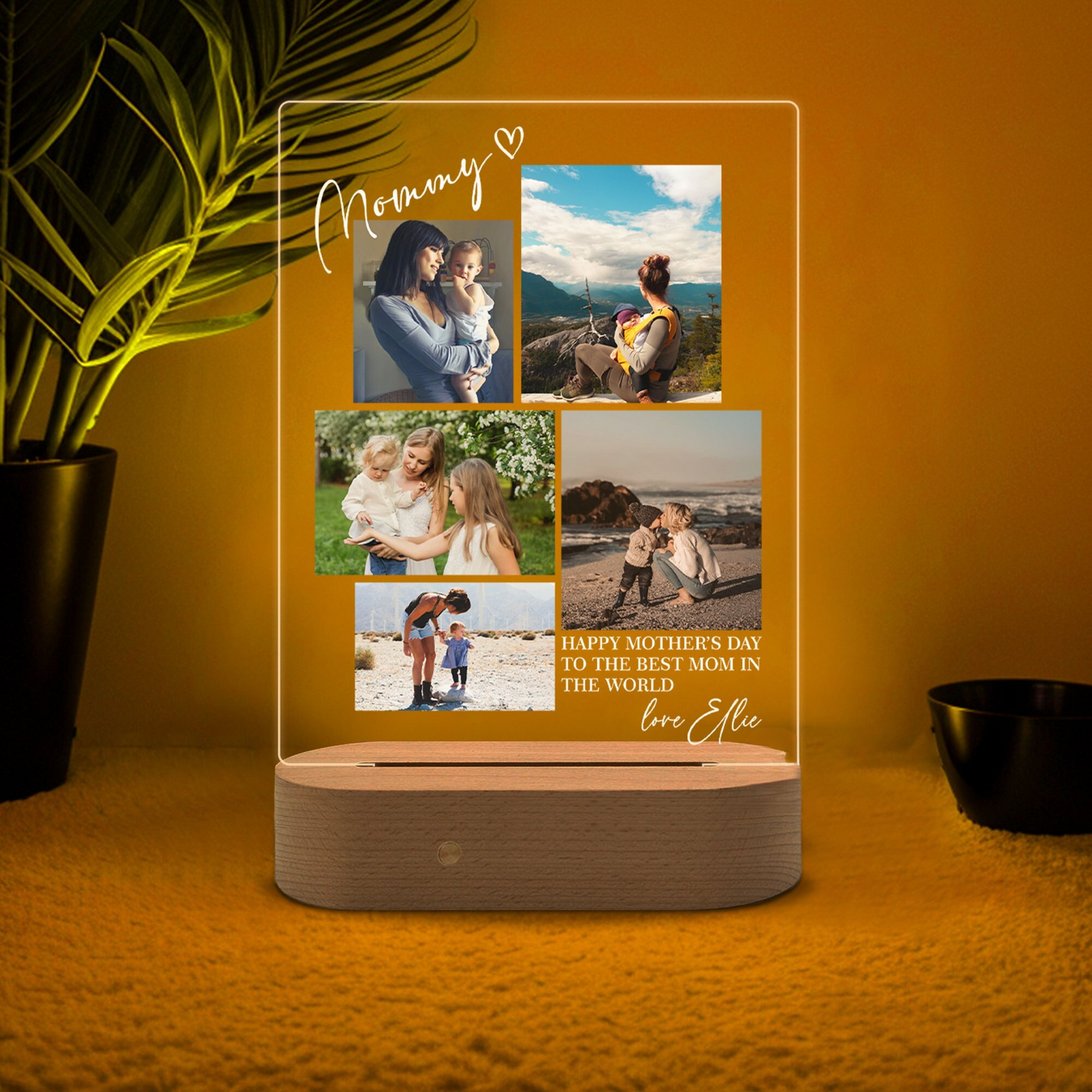 Happy Mother's Day To The Best Mom - Personalized 3D LED Light Wooden Base - Gift For Mom, Mother's Day Gift