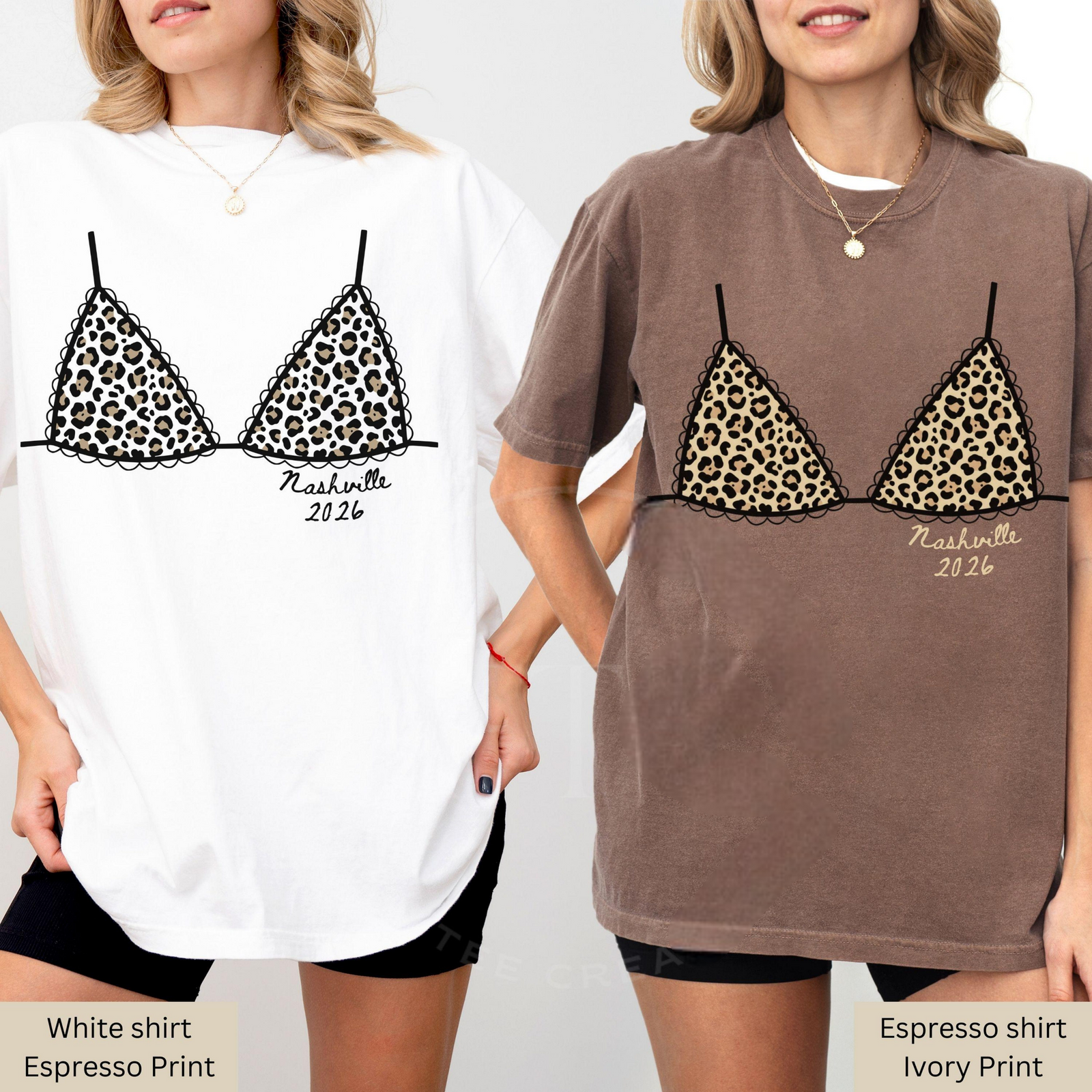 Custom Leopard Bikini Bachelorette Shirt, Nashville Bach Party Shirt, Bride Squad Trip Tee, Personalized Comfort Colors Girls Trip Tee