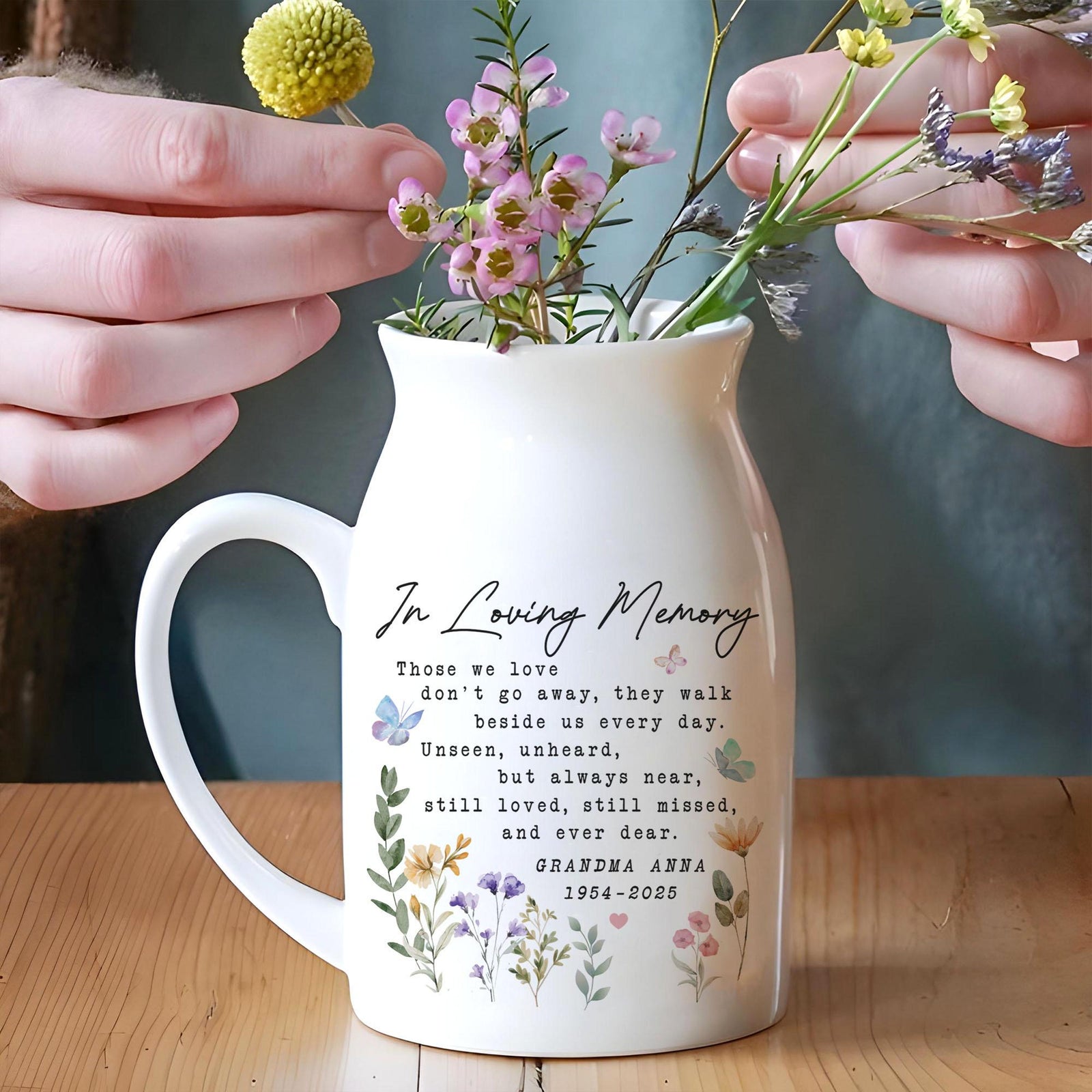 Personalized Memorial Ceramic Vase for Loved Ones, Custom In Loving Memory Flower Vase, Memorial Vase, Gift for Grieving, Memorial Keepsake