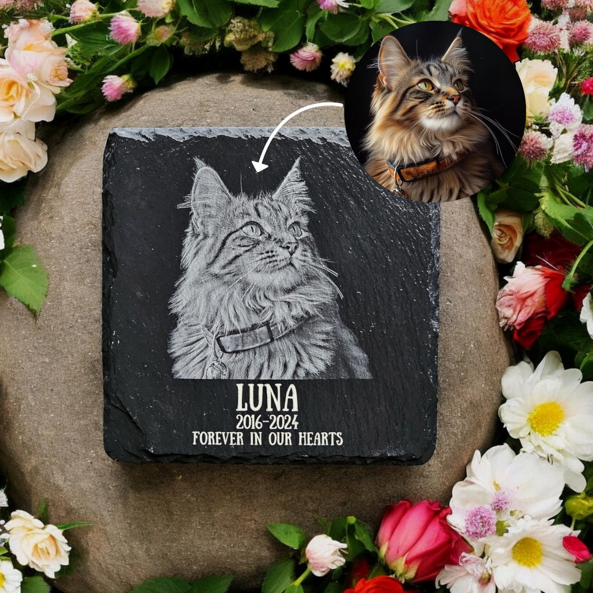 Personalized Pet Memorial Stone, Custom Dog, Cat, or Pet Headstone, Memorial Slate Plaque for Garden or Grave, Custom Keepsake Gift