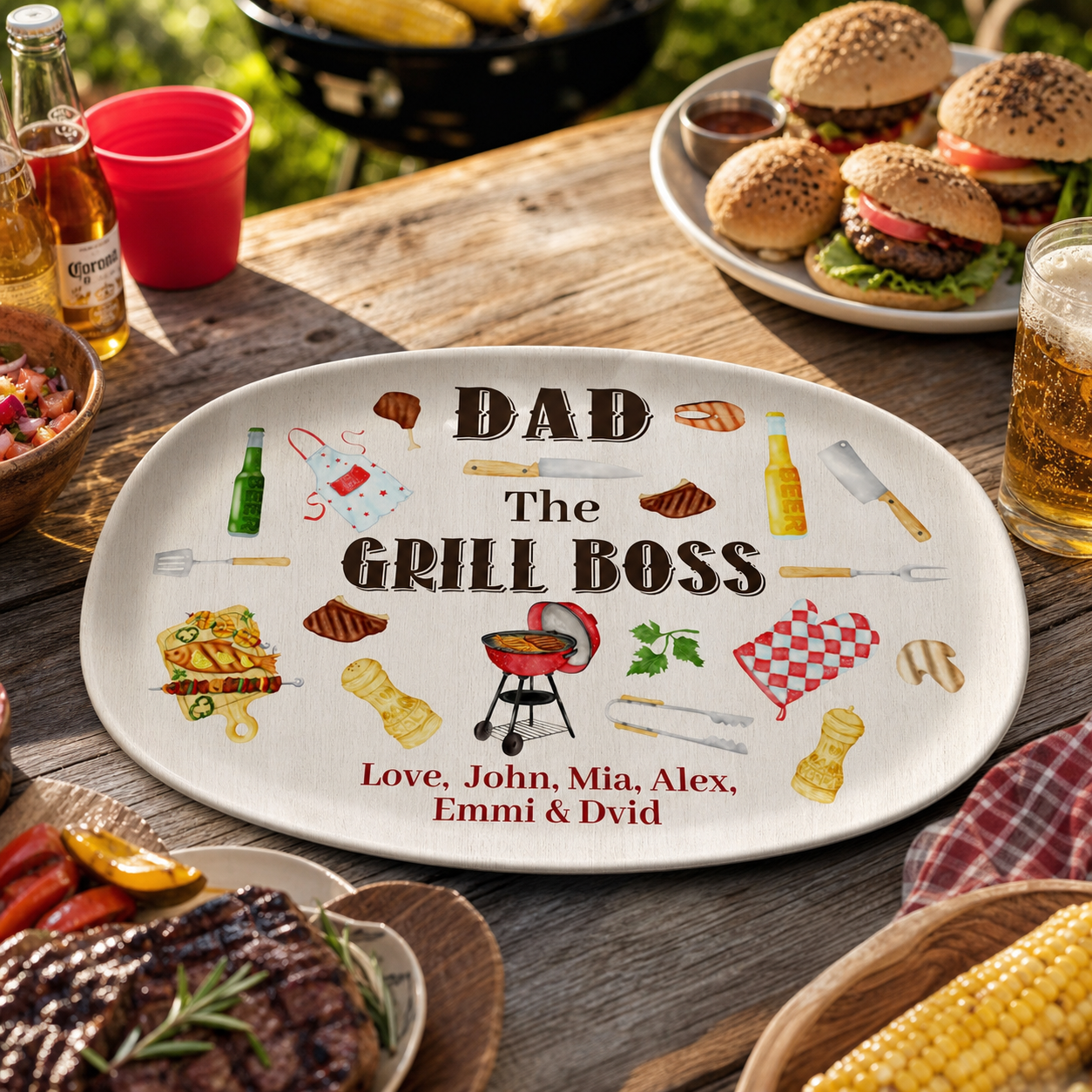 Personalized Dad The Grill Boss Platter, Daddy Grilling Plate, Serving Plate For Dad, Fathers Day Gift, BBQ Gift, Dad Gift From Daughter