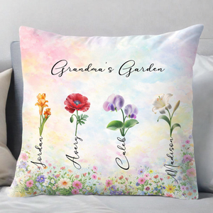 Grandma's Garden, Personalized Pillow, Gift For Grandma, Mother's Day