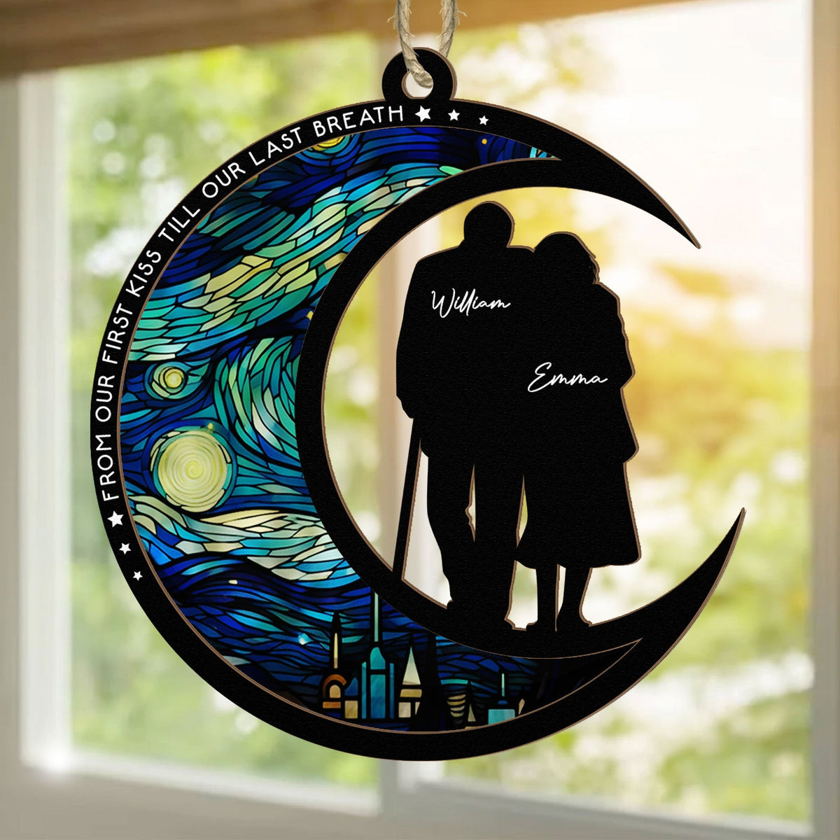 From Our First Kiss Till Our Last Breath - Personalized Suncatcher Ornament - Gift For Couple