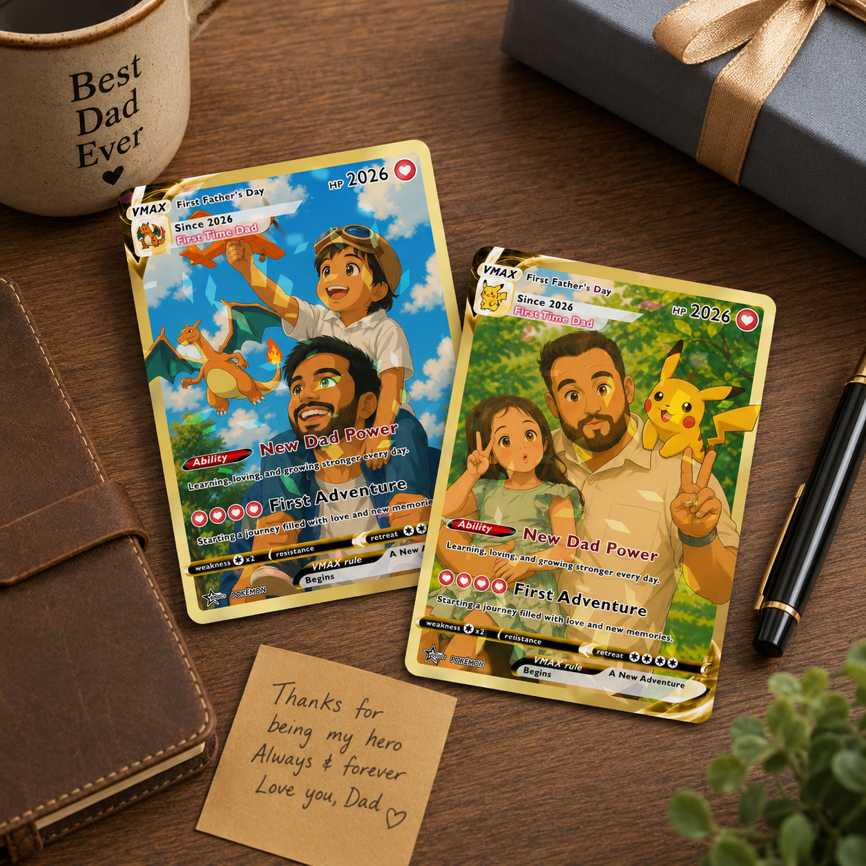 Personalized PKM Card, Happy Father's Day Gift, Custom Photo Card, Dad Keepsake Gift, New Dad Gift, PKM Inspired Card