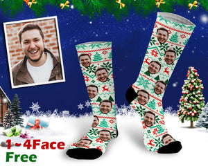 Custom Face Christmas Pattern, Personalized Holiday Face Socks, Face On Socks, Socks for men women, Christmas Gift