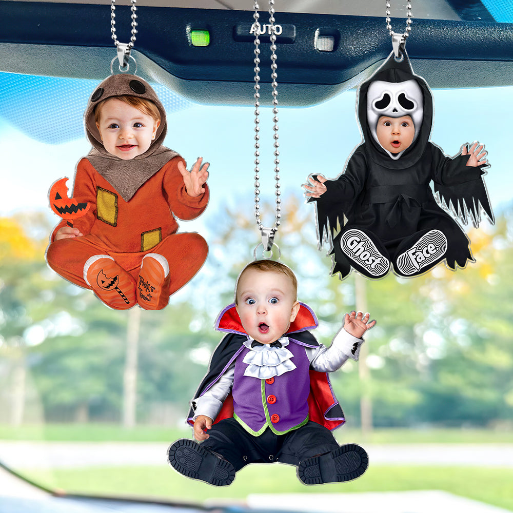 Funny Halloween Custom Kid's Face - Personalized Car Ornament - Halloween Gift For Family