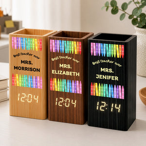 Best Teacher Ever - Personalized Pen Holder With Clock - Gift For Teacher, Back To School Gift