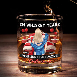 In Whiskey Years You Just Got More Delicious - Personalized Whiskey Glass - Anniversary Gift, Valentine's Day Gift For Couple