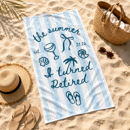 Retirement Gift For Women, The Summer I Turned Retired Beach Towel, Funny Retirement Party Gift For Retiree